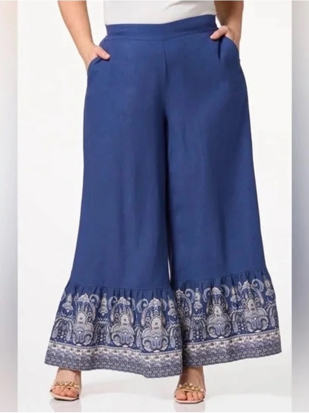 Cato | PLUS SIZE BOHO PAISLEY LINEN PANTS